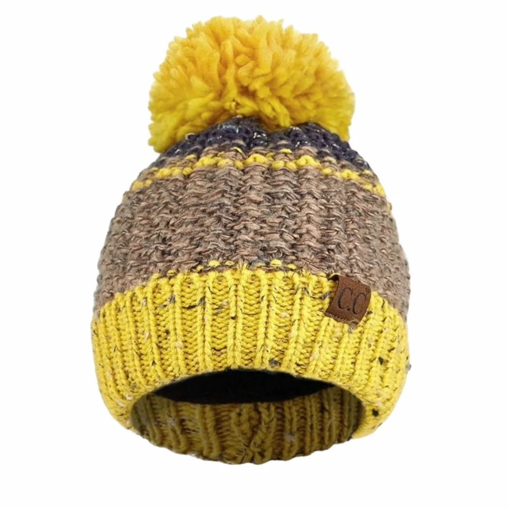 New Winter Thick Knit Beanie Hat Women Mustard Camel Soft Warm Lined Winter Hat